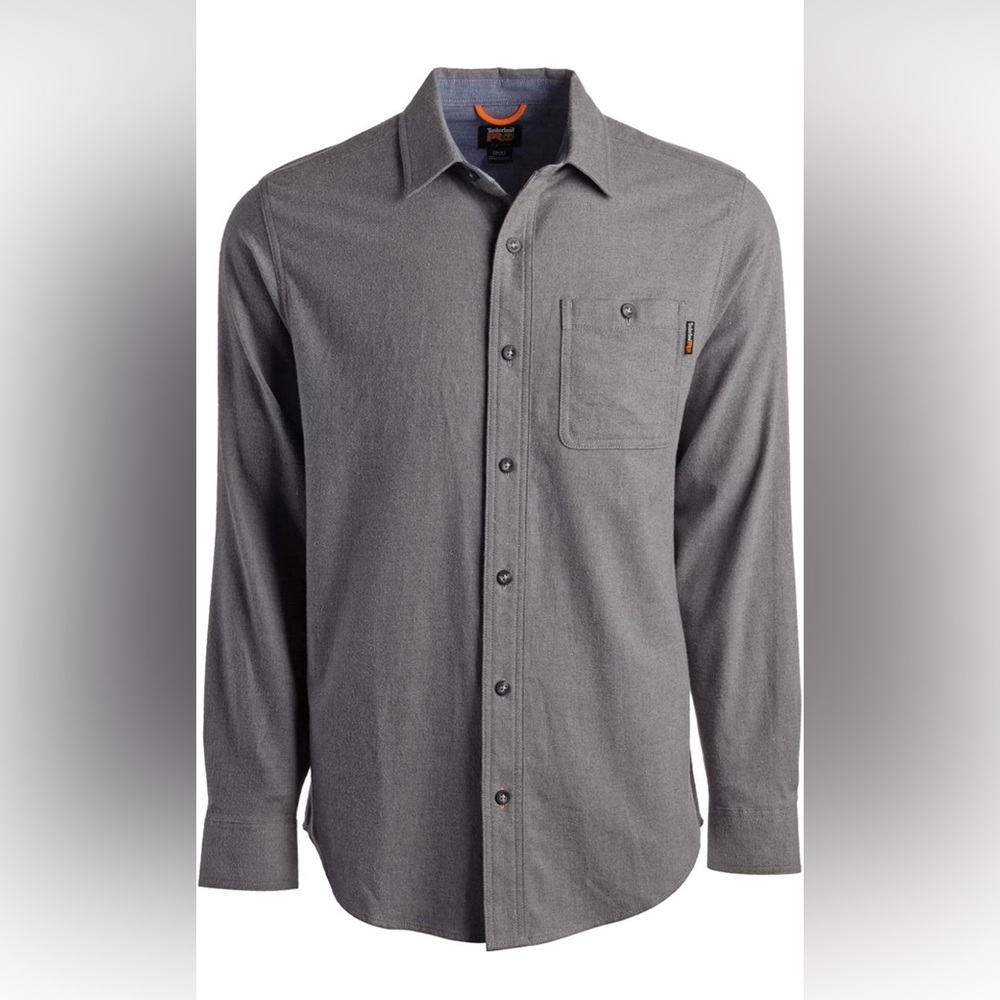 Timberland Pro Dark Gray Casual Button Down Woodfort Mid Long Sleeve Shirt